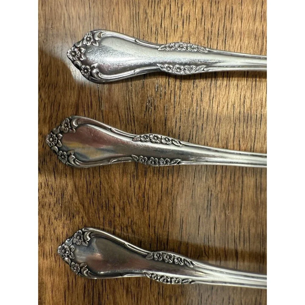 Mansfield (Stainless) By Oneida Silver Lot Of 17, Flower Print, Vintage Flatware